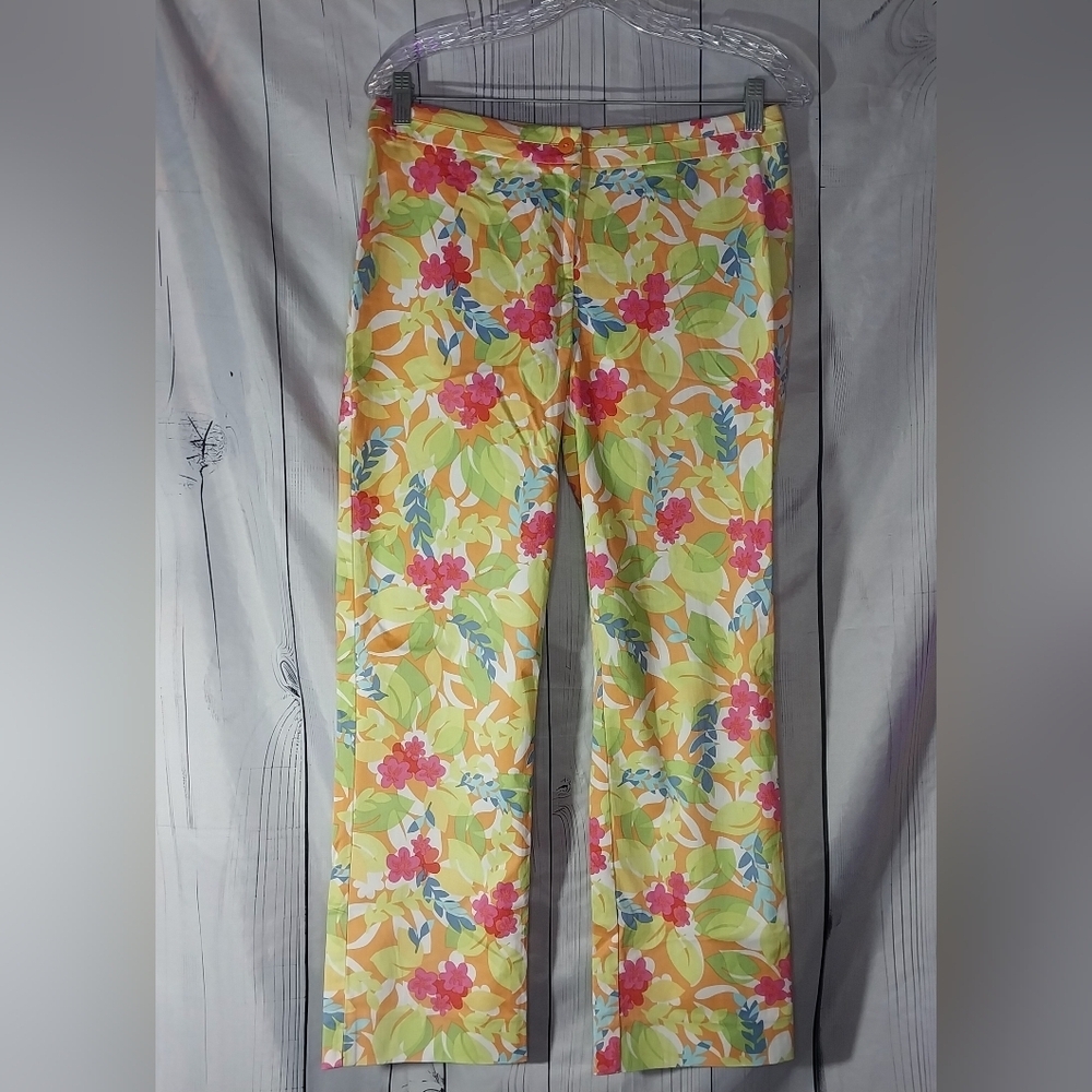 Sigrid Olsen Sport Coastal Vibrant Floral  Patterned Cropped Pants